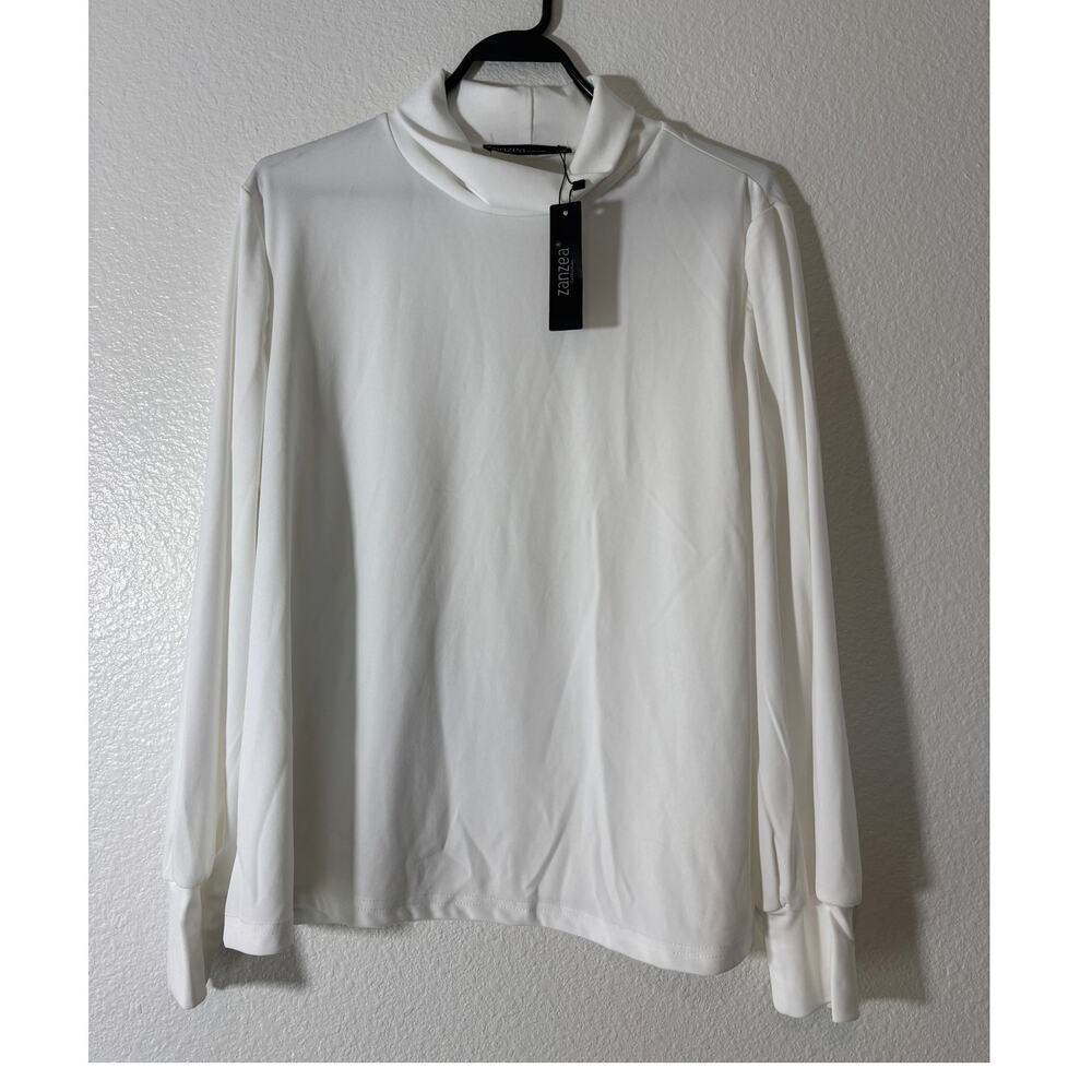 Zanzea Women's Turtleneck T-Shirt Size XXL White Long Sleeve Layering Piece NEW